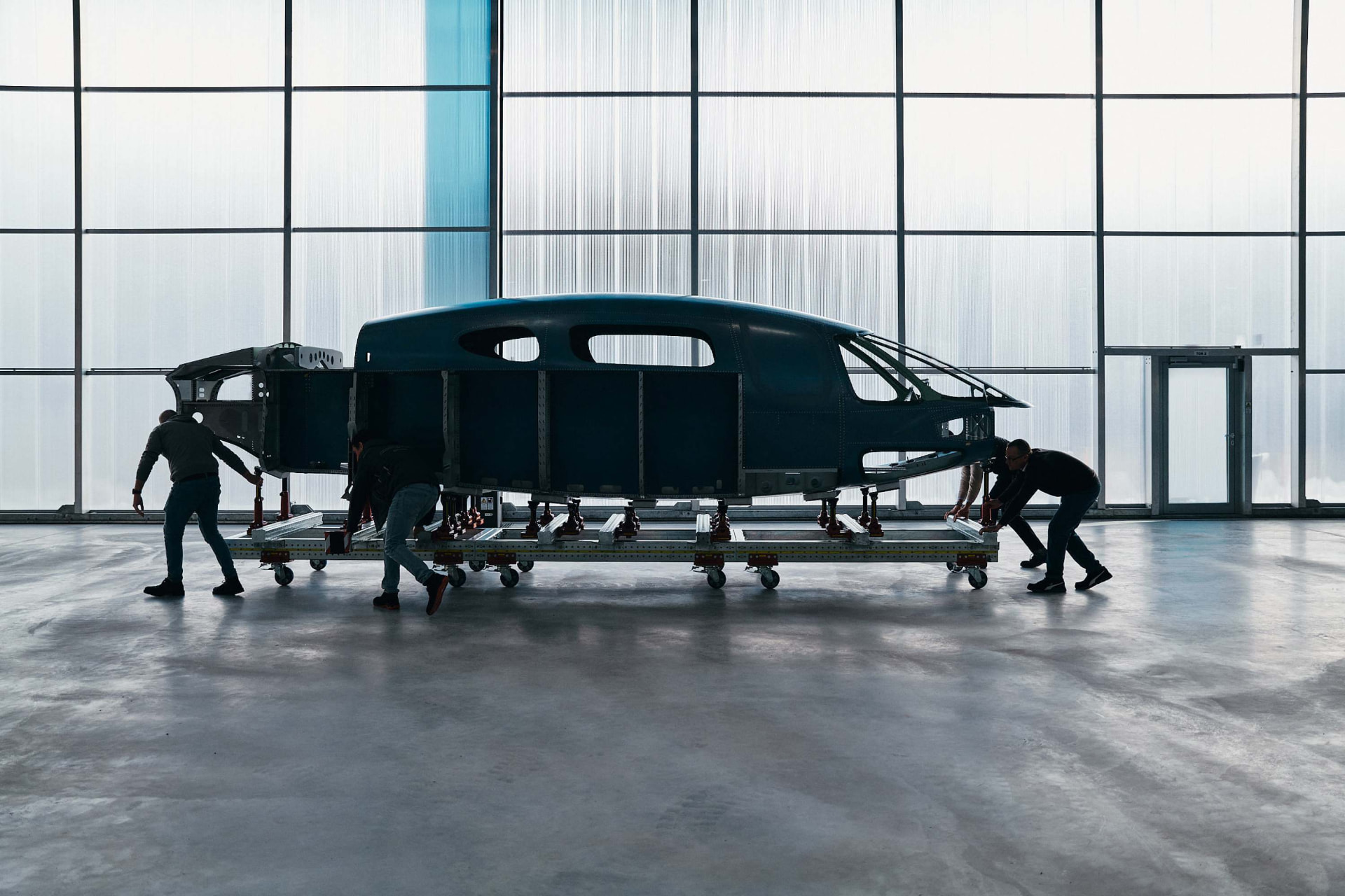 Aircraft structure undergoing manufacture in an Aciturri industrial facility.