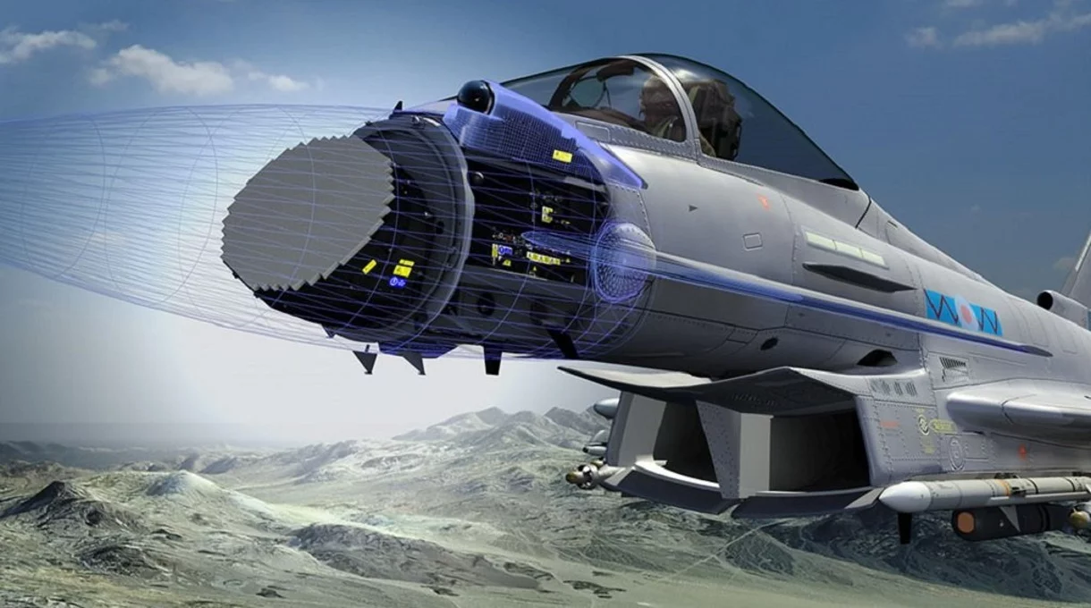 Representation of the Eurofighter Mk1 AESA radar in operation.